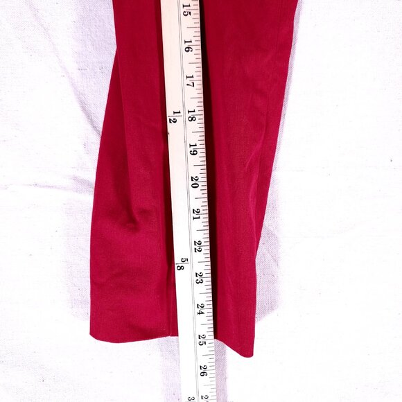 Anthropologie The Essential Slim Pants Womens 12 Red Double Button Stretch Crop - Picture 6 of 16